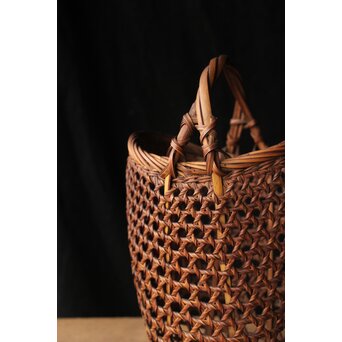 初代 田辺竹雲斎 竹卷竹花籠　U328 