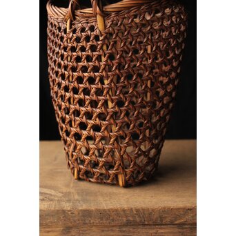 初代 田辺竹雲斎 竹卷竹花籠　U328 