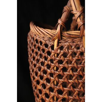 初代 田辺竹雲斎 竹卷竹花籠　U328 