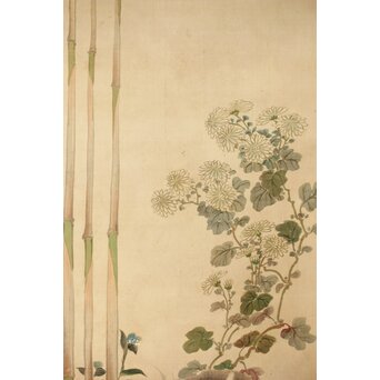 倣 駒井源琦【仔犬図】絹本軸装　Z403 