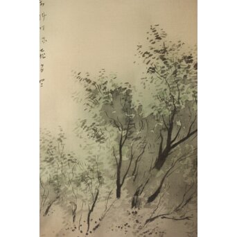 倣 松林桂月《飛瀑図》絹本掛軸　Z404 