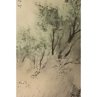 倣 松林桂月《飛瀑図》絹本掛軸　Z404 