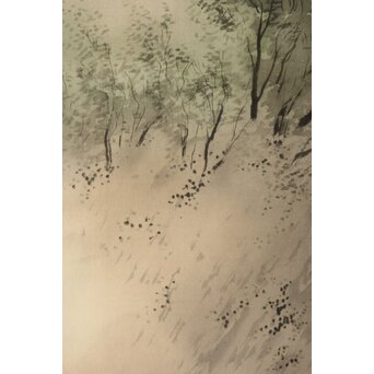 倣 松林桂月《飛瀑図》絹本掛軸　Z404 