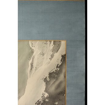 倣 松林桂月《飛瀑図》絹本掛軸　Z404 