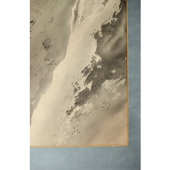 倣 松林桂月《飛瀑図》絹本掛軸　Z404 