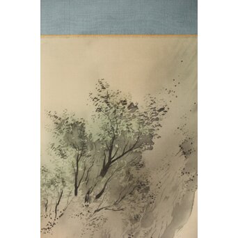 倣 松林桂月《飛瀑図》絹本掛軸　Z404 