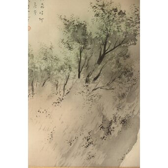 倣 松林桂月《飛瀑図》絹本掛軸　Z404 