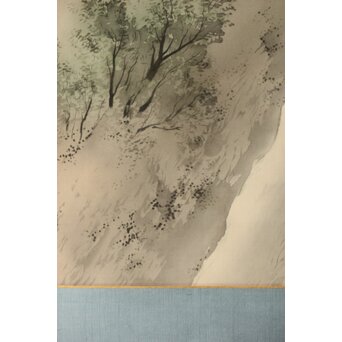 倣 松林桂月《飛瀑図》絹本掛軸　Z404 