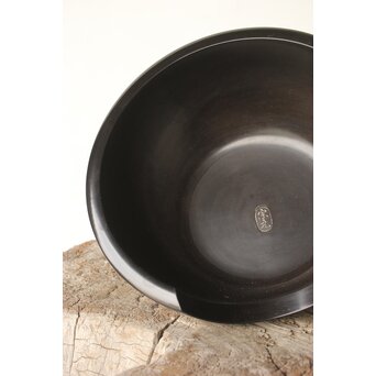 風炉師 山崎宗元 黒 紅鉢風炉 共箱　P345 