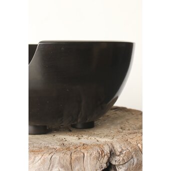 風炉師 山崎宗元 黒 紅鉢風炉 共箱　P345 