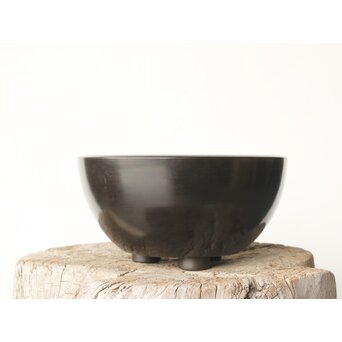 風炉師 山崎宗元 黒 紅鉢風炉 共箱　P345 