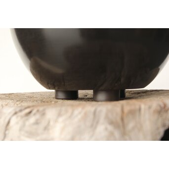 風炉師 山崎宗元 黒 紅鉢風炉 共箱　P345 