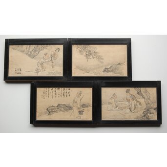 西田春耕 文人画襖絵 4枚1組　Z409