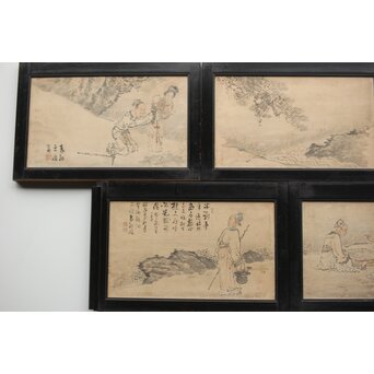 西田春耕 文人画襖絵 4枚1組　Z409 