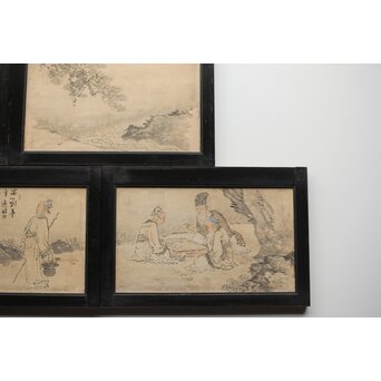 西田春耕 文人画襖絵 4枚1組　Z409 