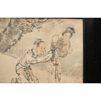 西田春耕 文人画襖絵 4枚1組　Z409 