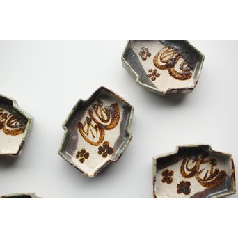 坪島土平 いせ廣永窯 織部向付 六客　P347 