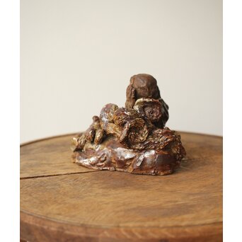 三世 清水六兵衛 羅漢と獅子 置物　P348 