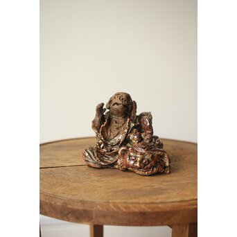 三世 清水六兵衛 羅漢と獅子 置物　P348 