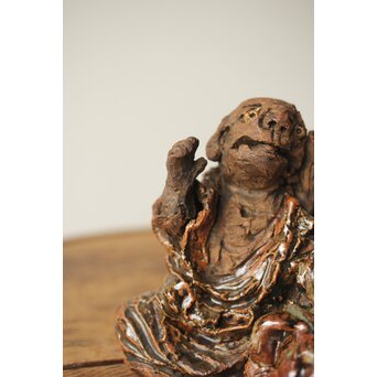 三世 清水六兵衛 羅漢と獅子 置物　P348 