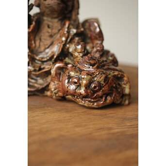 三世 清水六兵衛 羅漢と獅子 置物　P348 