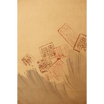 尾竹国観 俵鼠乱落款図 紙本軸装 掛軸　Z410 