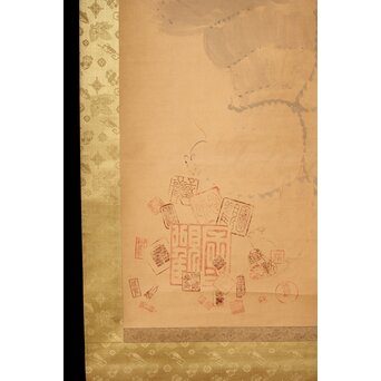 尾竹国観 俵鼠乱落款図 紙本軸装 掛軸　Z410 