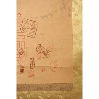 尾竹国観 俵鼠乱落款図 紙本軸装 掛軸　Z410 