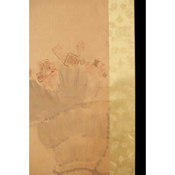 尾竹国観 俵鼠乱落款図 紙本軸装 掛軸　Z410 