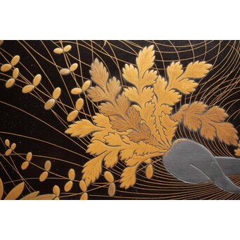 蕪大根蒔絵 角盆　Q330 