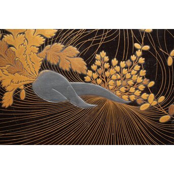 蕪大根蒔絵 角盆　Q330 