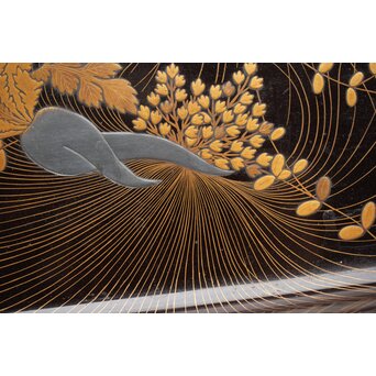 蕪大根蒔絵 角盆　Q330 