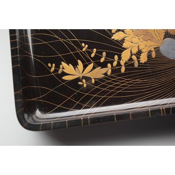 蕪大根蒔絵 角盆　Q330 