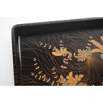 蕪大根蒔絵 角盆　Q330 