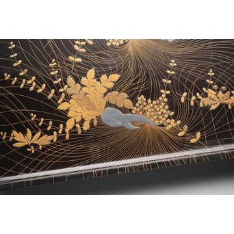 蕪大根蒔絵 角盆　Q330 