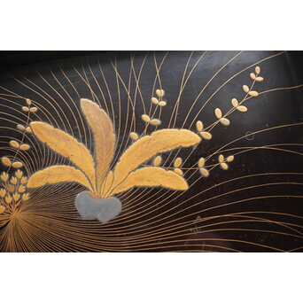 蕪大根蒔絵 角盆　Q330 