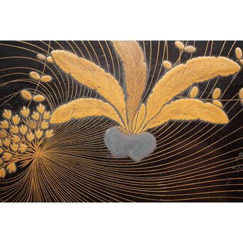 蕪大根蒔絵 角盆　Q330 