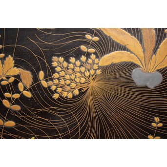 蕪大根蒔絵 角盆　Q330 