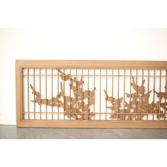 神代杉か 竹と梅の木彫欄間　R0299 