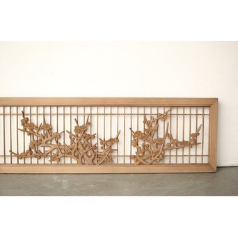 神代杉か 竹と梅の木彫欄間　R0299 