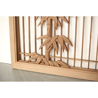 神代杉か 竹と梅の木彫欄間　R0299 