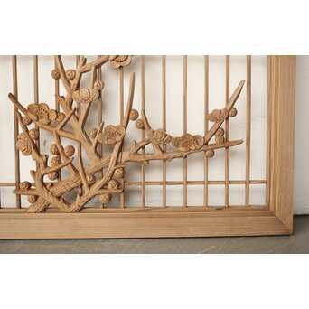 神代杉か 竹と梅の木彫欄間　R0299 