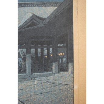川瀬巴水【京都清水寺】昭和8年 版権 渡邊庄三郎印 木版画 共額装　Z413 