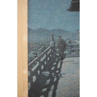 川瀬巴水【京都清水寺】昭和8年 版権 渡邊庄三郎印 木版画 共額装　Z413 