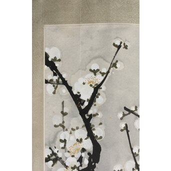 陳大章 中国近代画家 白梅図 紙本 まくり　Z414 