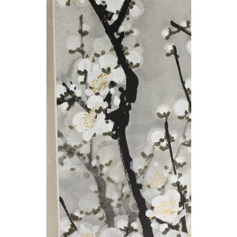 陳大章 中国近代画家 白梅図 紙本 まくり　Z414 