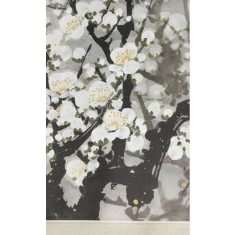 陳大章 中国近代画家 白梅図 紙本 まくり　Z414 