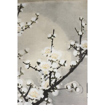 陳大章 中国近代画家 白梅図 紙本 まくり　Z414 