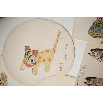 足立源一郎 野外スケッチ道具 パステル画など作品　Z415 