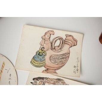 足立源一郎 野外スケッチ道具 パステル画など作品　Z415 